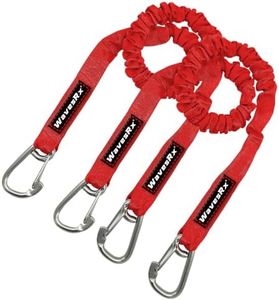 DockingPal™ - Premium Flat Bungee Dock Lines for Boat (Nautical Red) | Elastic Boat Dock Rope with Stainless Steel Carabiners | Stretches from 3' to 5' | Absorbs Shocks Prevent Damage to Jet Ski & PWC