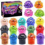 15 Pack Halloween Butter Slime Kit for Girls Boys, Non Sticky Fluffy Slime Pack DIY Cloud Slime Kit for Kids Halloween Party Favors Stress Relief Toys