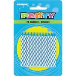 Blue Striped Birthday Candles, 24ct