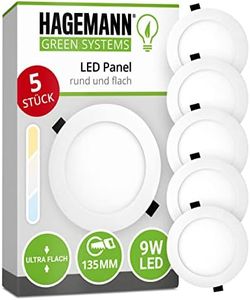 HAGEMANN 5 x LED Spot Einbauleuchte rund 9 Watt 890lm IP20 – 135mm Bohrloch 230V Einbaustrahler – LED Deckenspots ersetzen 75 W Halogen