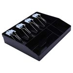 Homava Cash Money Tray 4 Bill 4 Coin Drawer Tray Storage Case With Metal Clip, 32 X 24.5 X 3.5 CM, Black