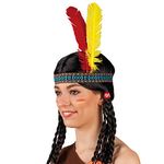 Boland Unisex Adult Indian Headband, Multicoloured with Red and Yellow Feather – Ideal for Carnival, Theme Parties, and Indian Costumes