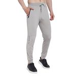 John Ally Jogger Trackpant for Men with Two Zipper Pockets and Premium Fabric. Sweat Wicking, Stretchable for Gym, Yoga, Training, Sports, Running and Casual wear. (L, Light Grey)