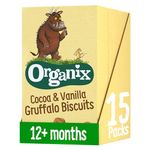 Organix Cocoa & Vanilla Gruffalo Biscuits, Organic Toddler Snacks, 12+ Months, Multipack (5 x 20 g) (Pack of 3), Total 15 Packs