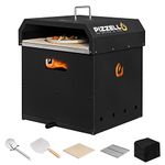 PIZZELLO 4-in-1 Outdoor Pizza Oven 16" Wood Fired Outside Oven 2-Layer Detachable Pizza Maker with Pizza Stone, Pizza Peel, Cover, Cooking Grill Grate