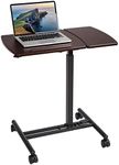 BIRDROCK HOME 30" Height Adjustable Mobile Laptop Desk with Tilting Top - Rolling Standing Desk - Portable Workstation for Office, Classroom, Home - Movable Four Wheels - Adjusts 29" to 40" Tall-Brown