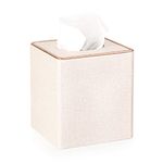 BTSKY Household Square Linen Tissue Box with Decorative Gold Line - Cube Tissue Paper Holder Tissue Cover Holder Tissue Storage Organizer Tissue Dispenser Case Napkin Box, Beige