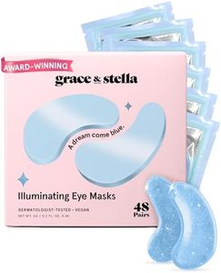 grace & stella Award Winning Under Eye Mask (Blue, 48 Pairs) Reduce Dark Circles, Puffy Eyes, Undereye Bags, Wrinkles, Gel Under Eye Patches, Birthday Gifts for Women - Vegan Cruelty-Free Self Care