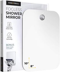 HONEYBULL Shower Mirror Fogless for Shaving - (Large 8x10in) Flat Anti Fog Mirror with Razor Holder for Shower, Mirrors, Shower Accessories, Bathroom Mirror, Bathroom Accessories, Holds Razors For Men