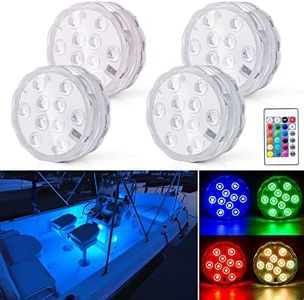 Shangyuan Boat Lights Wireless, Battery Powered Operated Marine Led Interior Light for Boat Deck Courtesy Light, for Fishing Pontoon Sailboat Kayak, Remote Control Multi Color Changing, RGB, 4PCS