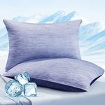 Elegear Cooling Pillowcases 2 Pack, Summer Cool Pillow Cases for Hot Sleepers, Japanese Arc-Chill Cooling Fiber Double-Sided Cushion Covers Hidden Zipper, Q-Max 0.43, Breathable and Soft, 50x75cm Blue