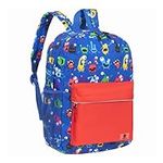 Fenrici Monster Backpack for Boys, Girls, Small Cute Preschool toddler Book Bag for Little Kids, Side Pocket, Lightweight, Water Resistant, Orange, Blue, Monster Characters