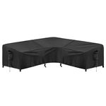 PureFit Outdoor Sectional Sofa Cover Waterproof V Shaped Patio Furniture Covers for Deck, Lawn and Backyard, 100”x100”, Black