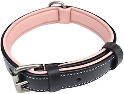 Soft Touch Collars Small Leather Dog Collar, Padded for Comfort, Black and Light Pink - Great for Female Dogs