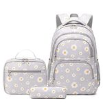 SIVENKE Daisy Printed School Backpack Set with Lunch Bag Pencil Case 3 Pieces School Bags for Teens Girls Boys Primary Junior Middle School Water Resistant Lightweight Bookbag Travel Rucksack