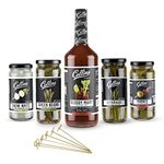 Collins Ultimate Bloody Mary Kit, Vodka Cocktail Mix, Stuffed Olives and Garnishes, Drink Picks, Home Bar Accessories, Home Bar Kit, Bartender Mixer, Drinking Gifts, Mixology Kit, Set of 6 Red