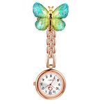 1-5 Pack Women Butterfly Brooch Nurse Watch Pin-On with Secondhand Stethoscope Lapel Fob Pocket Badge Watches for Doctor Nurse Easy to Read