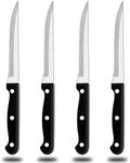 Homikit Steak Knives Set of 4, Stainless Steel Serrated Kitchen Knife with Sharp Blade, Utility Table Dinner Knife Cutlery Sets for Steak Bread Tomato Meat, Classy Design & Dishwasher Safe