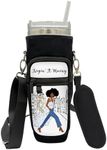 African American Expressions – Tumbler Carrier Bag with Strap for 20-40 oz Cups – Water Bottle Holder with Black Cultural Design, Phone & Wallet Pockets, Fits Stanley Tumblers (Keepin It Moving)
