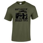 Bang Tidy Clothing Men's Off Road T Shirt 4x4 Gifts - 4wd Bigger Toys T Shirts Gifts for Car Lovers - MilGreen - 2XL