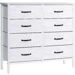 LYNCOHOME Dresser for Bedroom with 8 Drawers, White Storage Cabinet for Clothes, Fabric Chest of Drawers for Closet, Living Room, Entryway, Nursery