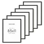 HAUS AND HUES Certificate Frames 8.5 x 11 Multi Pack - Set of 6 Black Picture Frames 8.5 x 11, Picture Frames Collage Wall Decor, Art 8.5 x 11 Frame, Wooden Picture Frames Pack of 6 (Black Oak Frames)