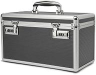 Lockable Medication Box with Portable Storage Case, 36.1x18.3x20.8cm, Childproof Medicine Lock Organizer, Locking Box for Money, Documents & Meds (Grey/Large)