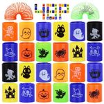 FINGOOO Halloween Coil Springs for Kids, 48PCS Mini Slinky Springs Party Bag Fillers Fidget Sensory Toys Festival Gift Party Favour