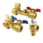 3/4 Inch IPS Isolator Tankless Water Heater Service Valve Kit with Pressure Relief Valve, Clean Brass, 3/4 Inch Service Installation Valve for rheem,rinai,ecosmart,navien,noritz,takagi,bosch