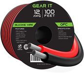 GearIT 12 Gauge Silicone Wire 600V (Bonded Black/Red - 100 Feet) 12AWG Tinned OFC Oxygen Free Copper Stranded Soft Flexible Wires for Primary, Electrical, Car/Auto, Trailer, Amp - 12ga 100ft