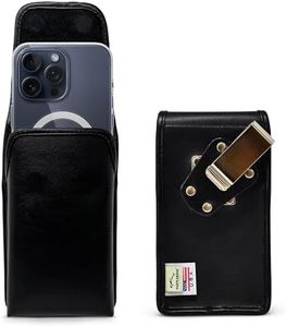 Turtleback Premium Leather Phone Holster for iPhone 16 Pro Max, 15 Pro Max, 14 Pro Max, 13 Pro Max – Black Phone Belt Holder Fits Slim Cases – with Exclusive Metal Belt Clip, Magnetic Closure