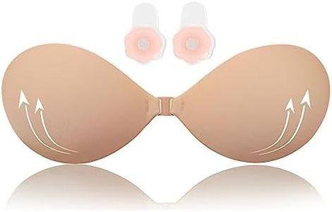 Sticky Bra,Adhesive Invisible Bras,Backless Strapless Bra,Push Up Lift Up Bras (1Pair Skin + 1 Pair Nipple Covers), Nude, a