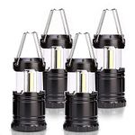 4 x Collapsible COB LED Camping Lantern, 3X Bright COB LED Lights Indoor/Outdoor Emergency Lantern Lamp, Battery Powered Portable Lightweight Tent Lights with Handles for Emergency Fishing Hiking etc