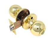 RS Privacy Door knob, Standard Ball, Handles Keyless Door Knob-Set, Door Knob Lock No Key for Bathroom, Bedroom (Privacy no Key, Polished Brass)