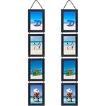 EYMPEU Black Photo Frame 6x4 with Twine, Four Vertical Hanging Frames 6x4 to Decorate Home, Living Room or Office, Set of 2