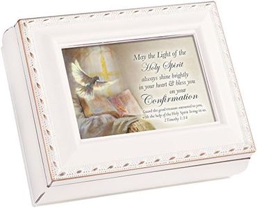 Cottage Garden Light of Holy Spirit Confirmation Small Ivory with Gold Trim Jewelry Keepsake Box