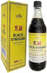 Fusion Select 500ml Chinese Black Vinegar - Authentic Chinkiang Black Vinegar for Cooking, Sauces, Dressings - Zero Artificial Color & Flavors - Aged for 3 years - Kitchen Condiments & Ingredients
