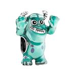 Beads R Us ® - Sulley the Monster Bead in Sterling Silver S925 and Enamel, Compatible with European style Charm Bracelets, Anklets and Necklaces.