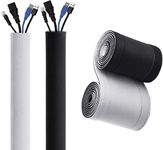 10cm Wide Cable Management Sleeve, Flexible Neoprene Cable Tidy Tube for Desk TV Computer Cord Cover Wire Hider, Black and White Reversible (Inside Diameter ∅ 2.5cm/0.98in) (10m)