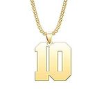 GMXLin Personalized Custom Number Necklace for Men Boys Stainless Steel 18K Gold Plated Initial Sports Pendant for Best Friend Friendship Gift