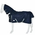 Horse Master Turnout Rug Lightweight Waterproof Full Neck 600D (6'6, Navy 50G)