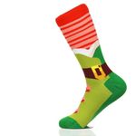 Fancy Colorful Cotton Comfy Novelty Funny Dress Socks Unisex, CHRISTMAS Patterned, Elf Boots, Large