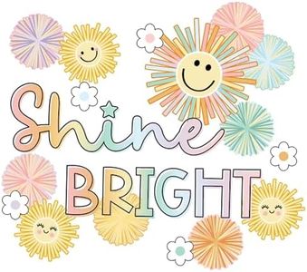 JarThenaAMCS Summer Shine Bright Sun Bulletin Board Set Pastel Paper Cutouts with 100Pcs Glue Points Colorful Cute Sun Cut-Outs for School Classroom Home Sunshine Party Decor Supplies, 45Pcs