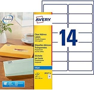 AVERY - Pochette de 350 étiquettes transparentes autocollantes, Personnalisables et imprimables, Format 99,1 x 38,1 mm, Impression jet d'encre, (J8563-25)