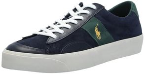 POLO RALPH LAUREN Men's Sayer Leather-Suede Sneaker, Navy/Forest, 9 UK