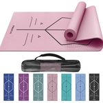 PROIRON Yoga Mat with Alignment Exercise Fitness Mat Extra Thick Non-Slip Training Mats for Sports Pilates Gym Mats Resistance Mat with Carrying Bag 173 x 61 x 0.4 cm - Pink