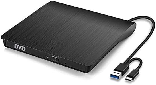 External CD Drive, USB 3.0 Portable CD/DVD +/-RW Drive Slim CD/VCD ROM Rewriter Burner Floppy Superdrive for Laptop Desktop PC Windows and Linux OS Apple Mac Macbook Pro