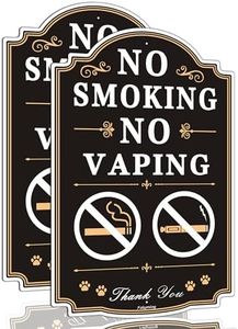 No Smoking No Vaping Signs 12 x 8 Inches No Smoking Signs for Business Rust-Free Aluminum No Vaping Signs, Sturdy, Weatherproof, Easy to Install, 2 Pack