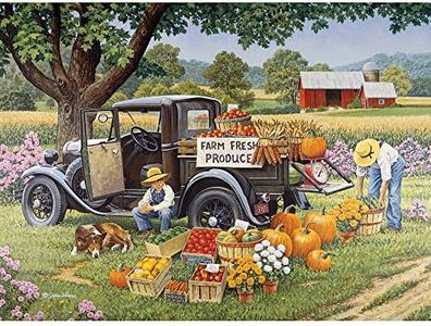 Bits and Pieces - 1000 Piece Jigsaw Puzzle for Adults - Home Grown - 1000 pc Fall on The Farm Jigsaw by Artist John Sloane