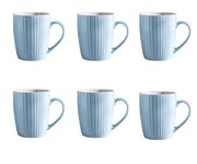 MIWARE 11 Ounce Porcelain Mugs, Set of 6 Coffee Mugs for Tea, Milk, Hot Cocoa, Light Blue